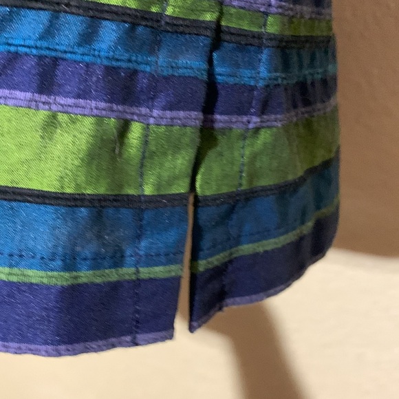 c.l.o.t.h.e.s Jacket Blazer XL Navy Blue Green Stripes 3/4 Sleeve Front Buttons - Picture 13 of 14